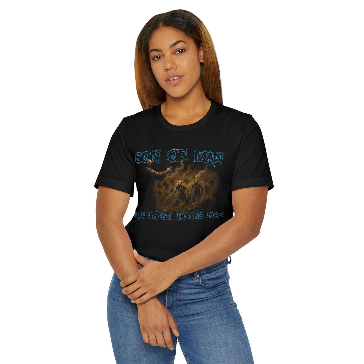 Blue Metalcore Tee Ezekiel 37:3 Unisex T-Shirt for Bible Enthusiasts