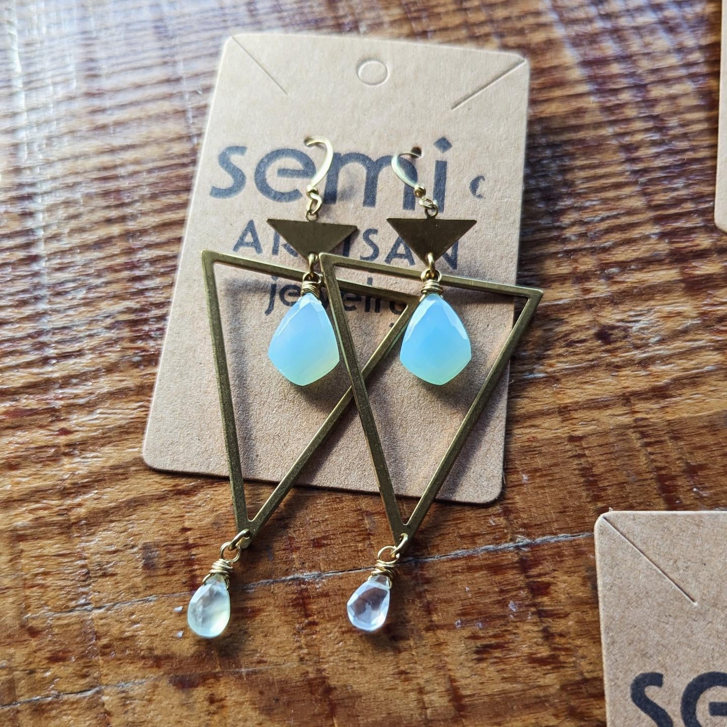 Trinity Gemstone + Geometric Earrings
