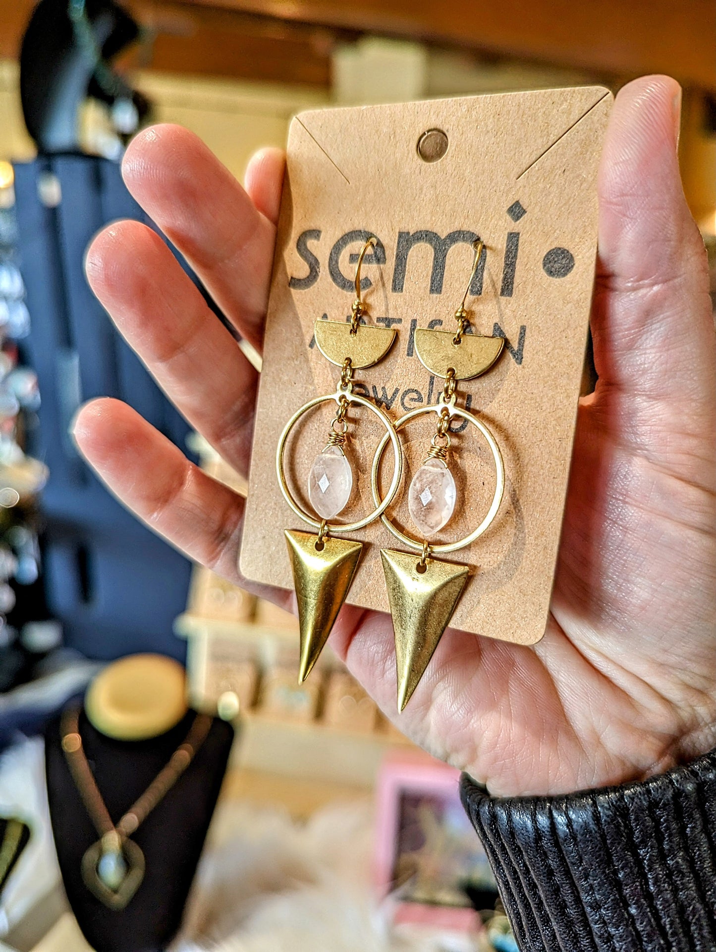 Seraphim's Grace Rose Quartz earrings brass earrings