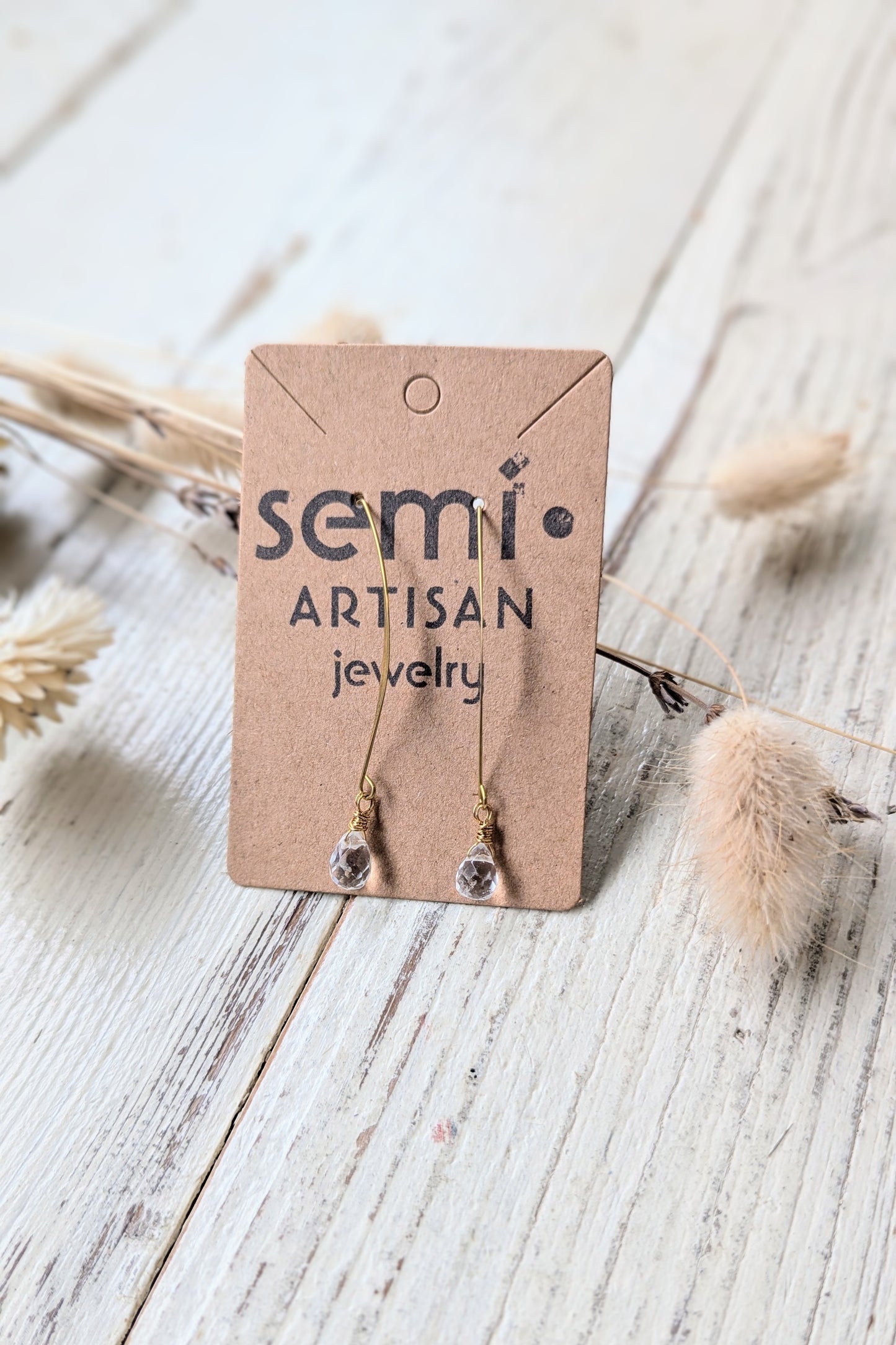 Minimalist Gemstone Drop Earrings