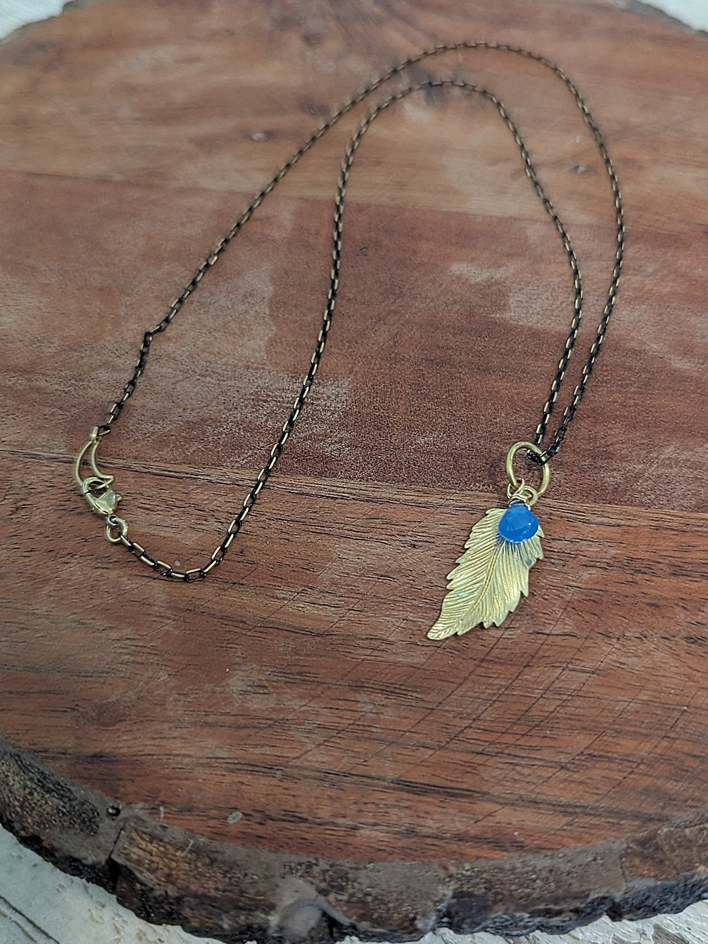 Little Piece of Heaven Feather + semi precious Stone Necklace