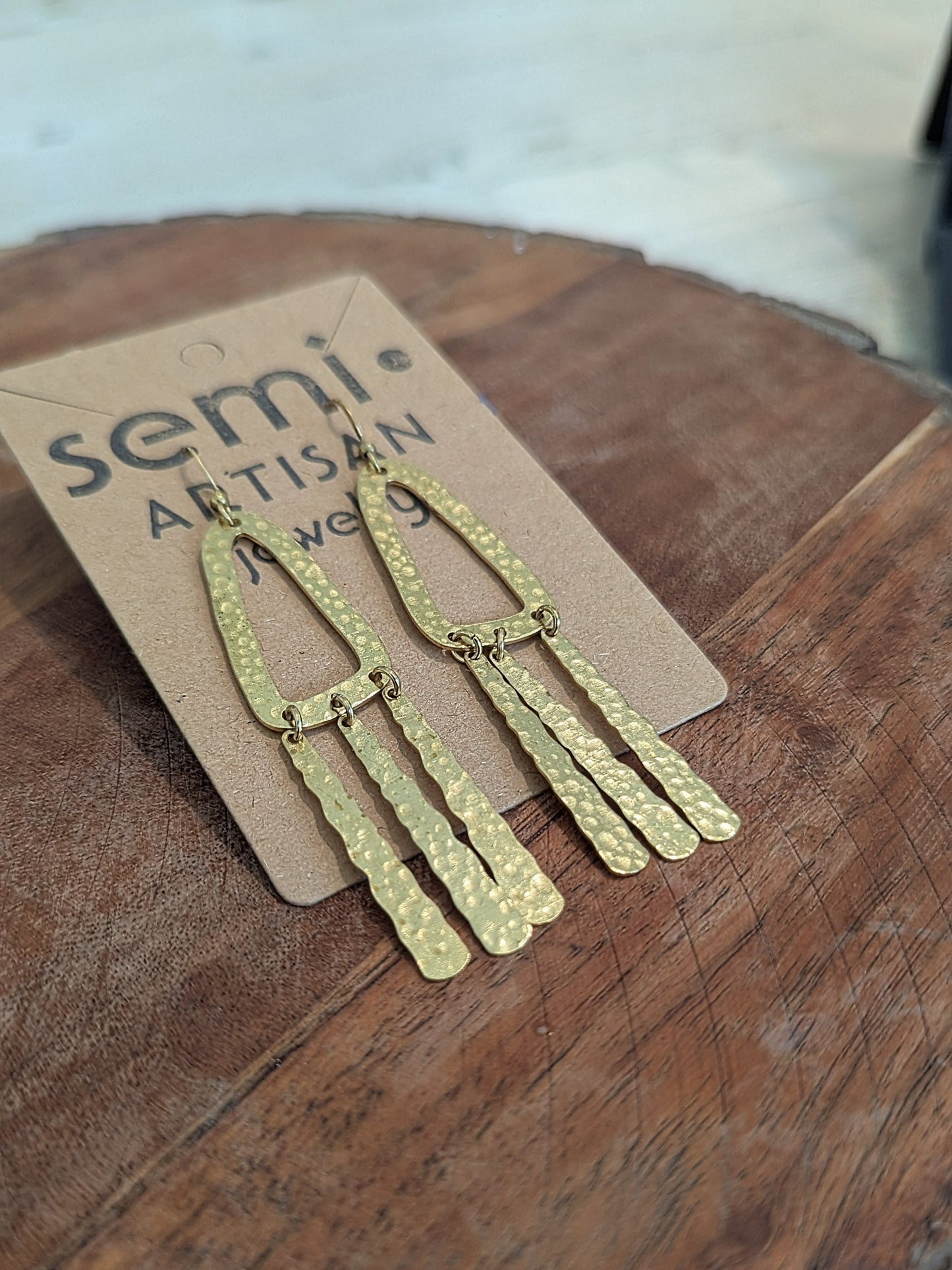 Cascade Trail Hammered brass Fringe Earrings