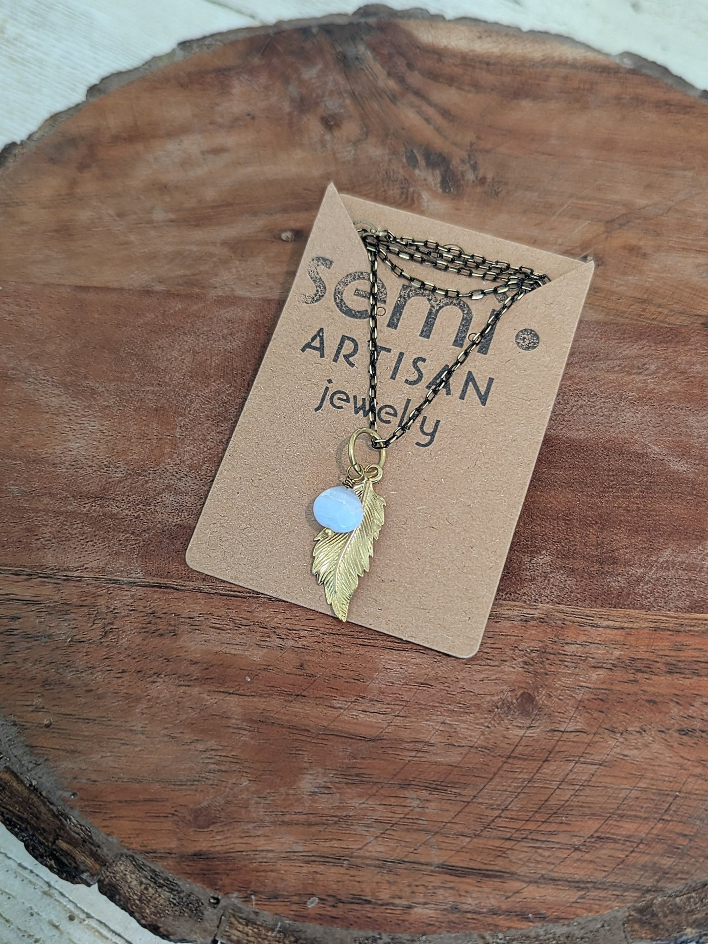 Little Piece of Heaven Feather + semi precious Stone Necklace