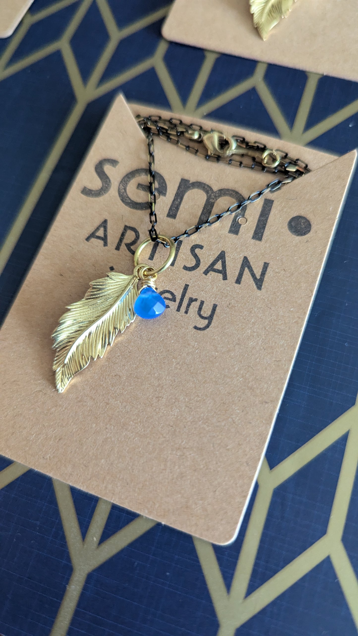 Little Piece of Heaven Feather + semi precious Stone Necklace