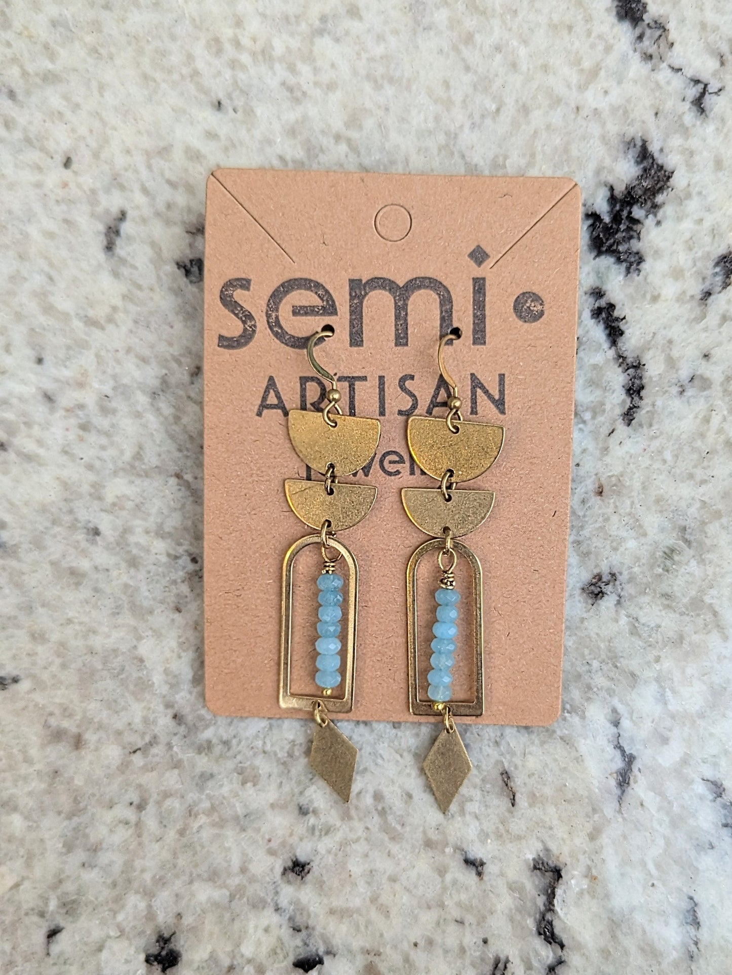 Blue Sky Jade Arch Hoops
