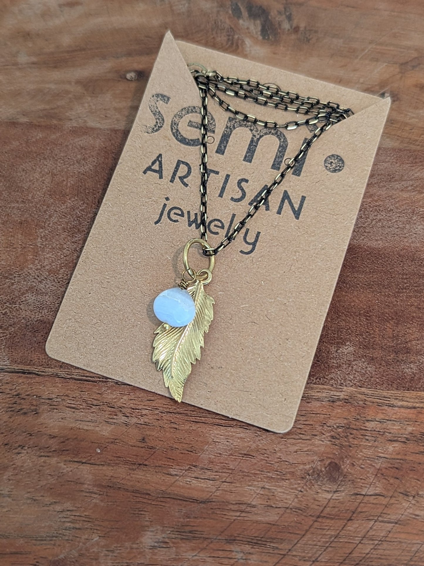 Little Piece of Heaven Feather + semi precious Stone Necklace