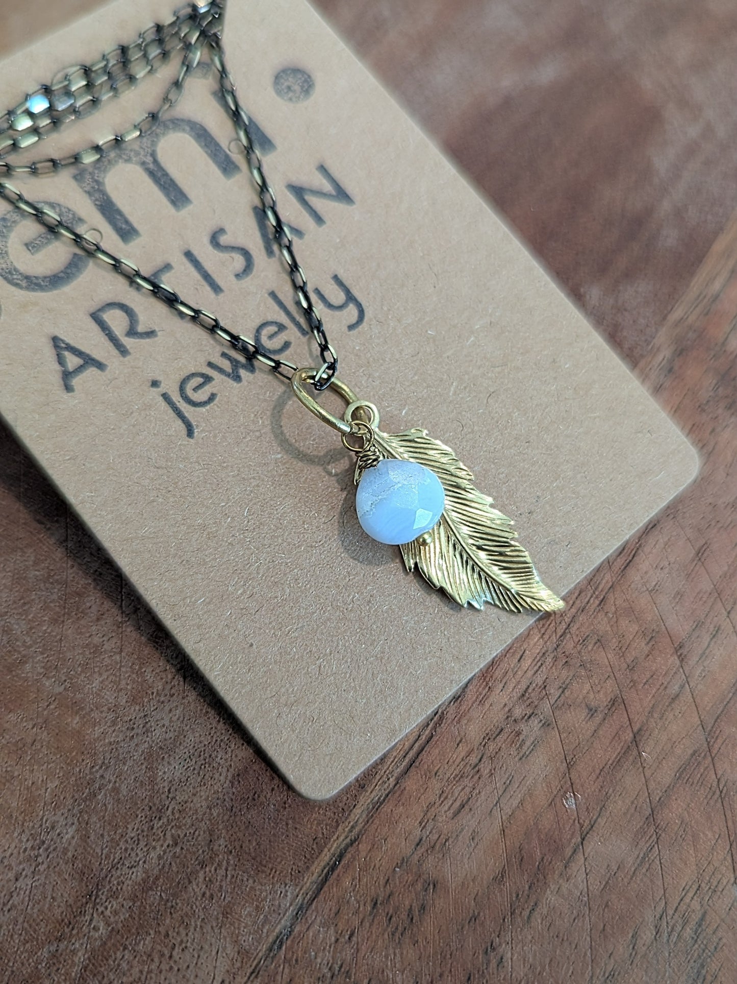 Little Piece of Heaven Feather + semi precious Stone Necklace