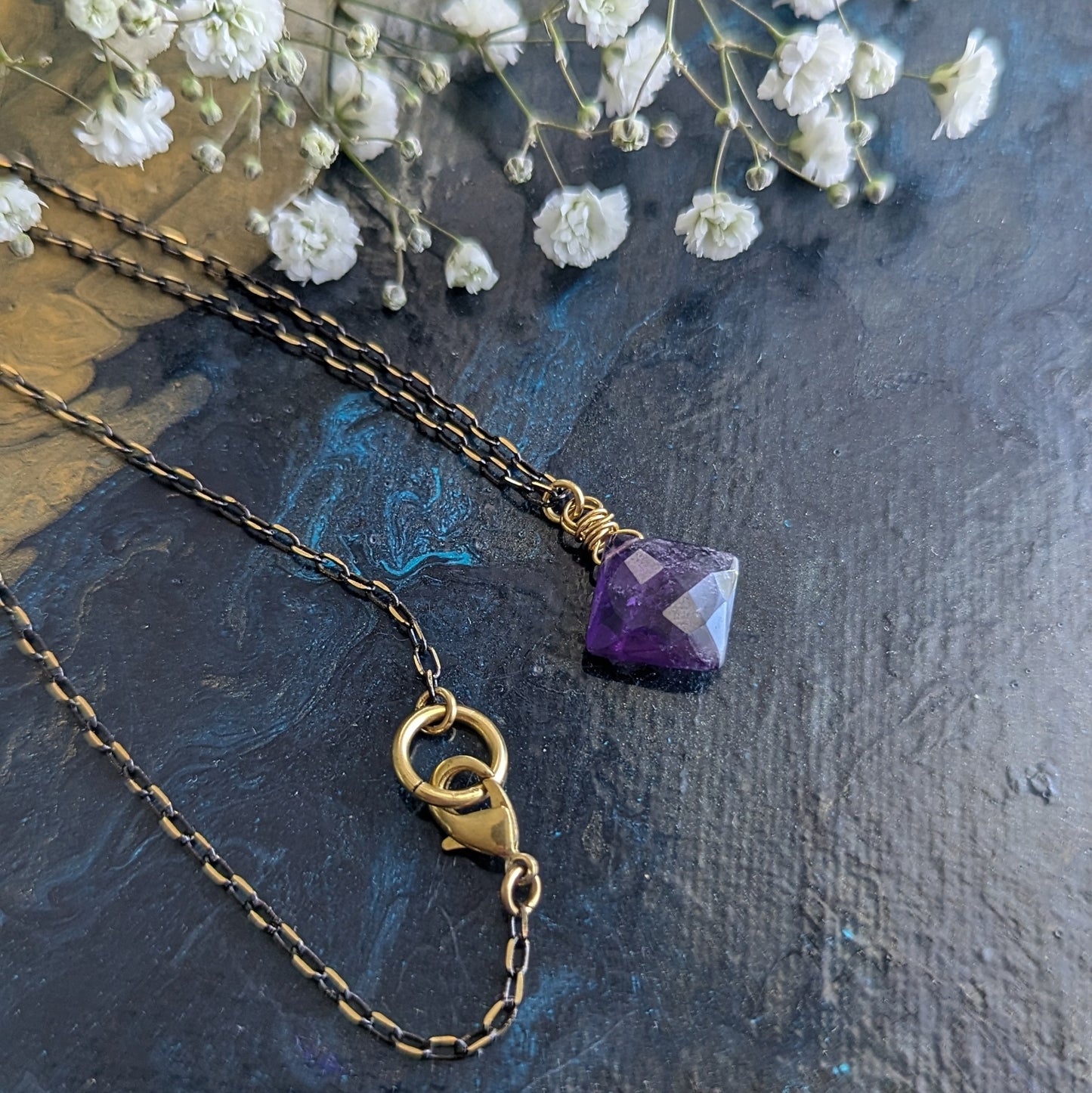 Faceted Amethyst necklace 18"