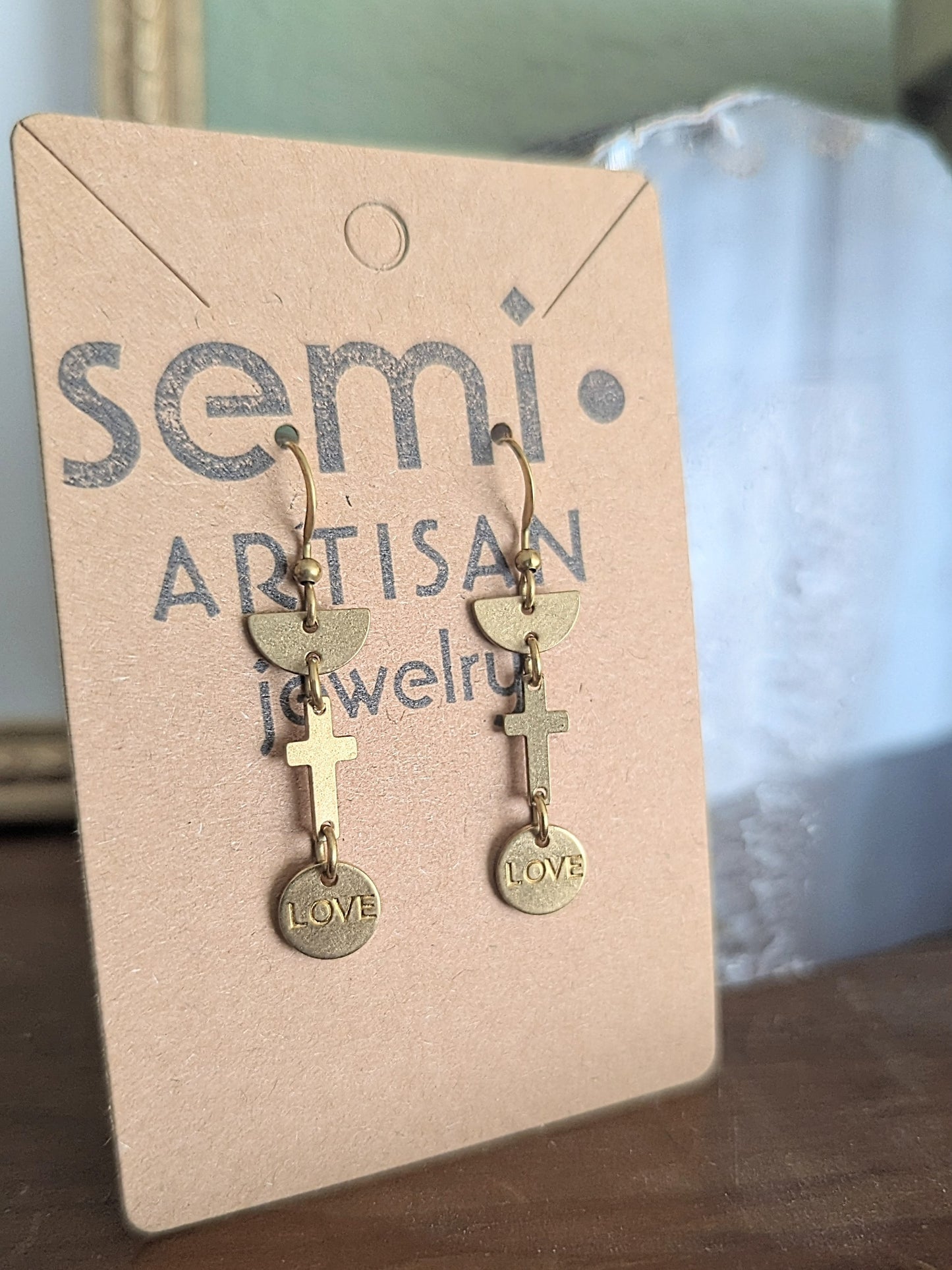 Love Wins Cross Dangle Earrings