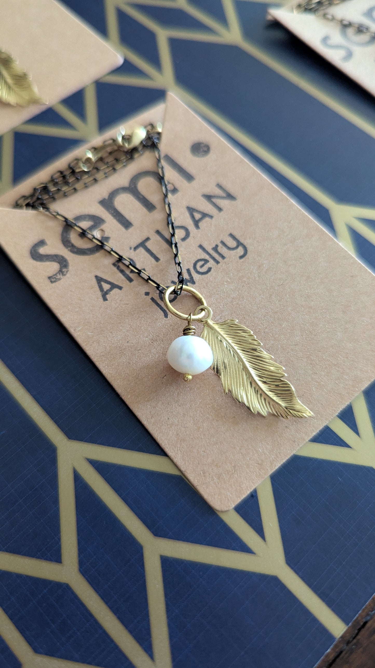 Little Piece of Heaven Feather + semi precious Stone Necklace