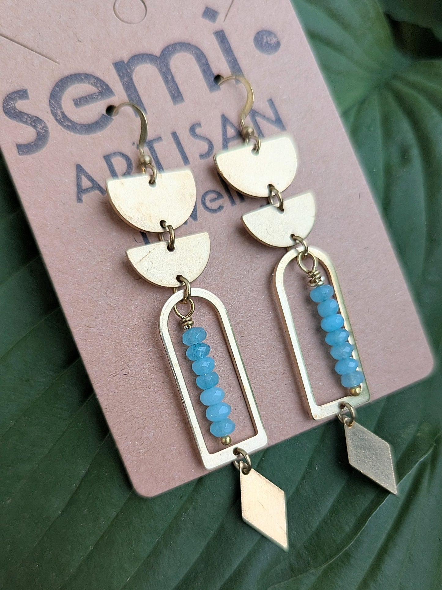 Blue Sky Jade Arch Hoops