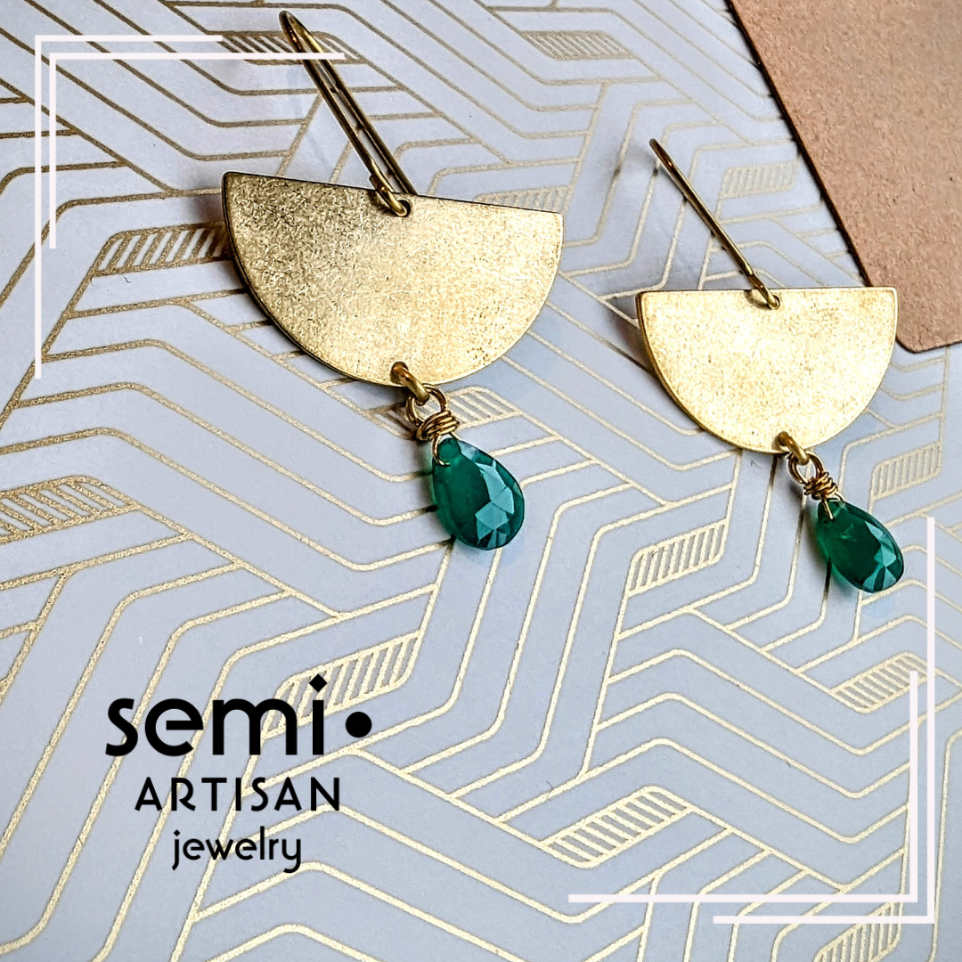 semi•ARTISAN Jewelry Emerald Arc brass and green onyx