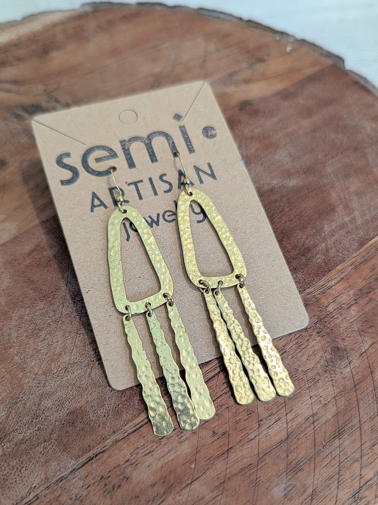 Cascade Trail Hammered brass Fringe Earrings