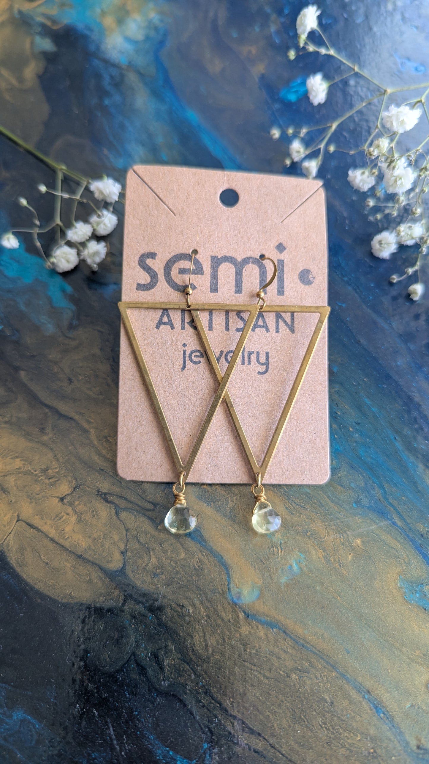 Geometric Quartz Drop Earrings