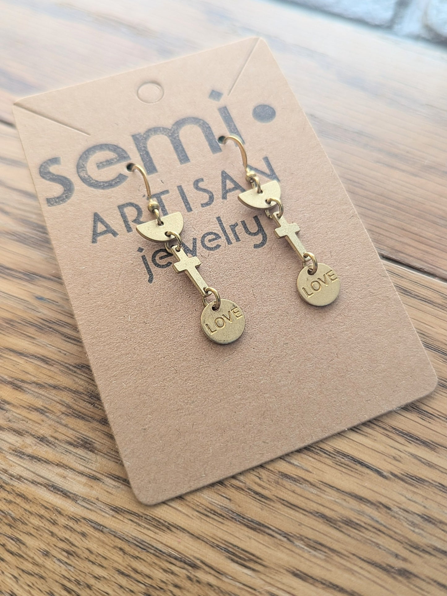 Love Wins Cross Dangle Earrings