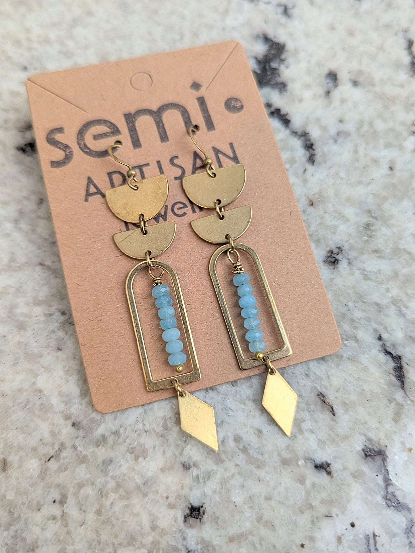 Blue Sky Jade Arch Hoops