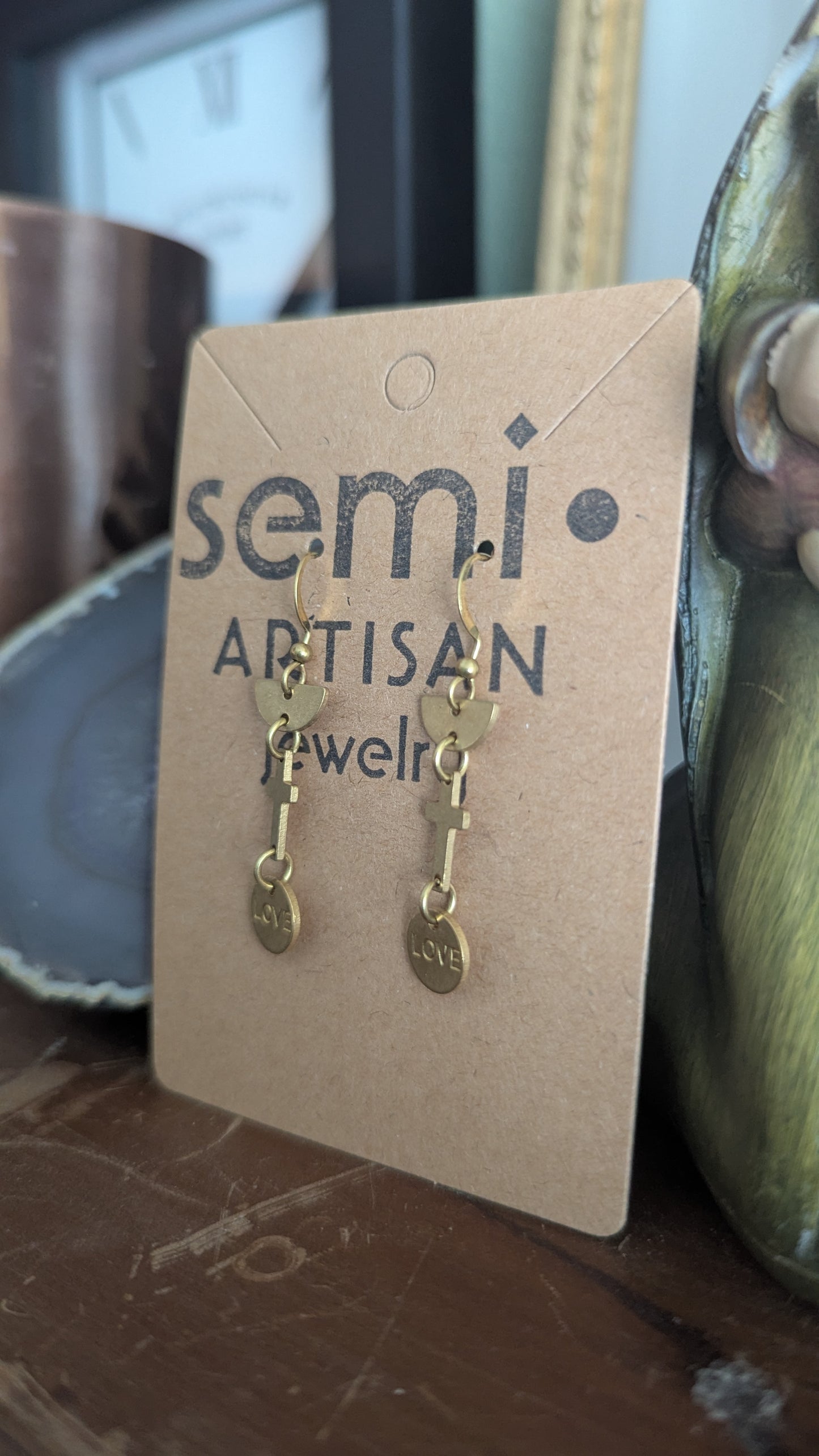 Love Wins Cross Dangle Earrings