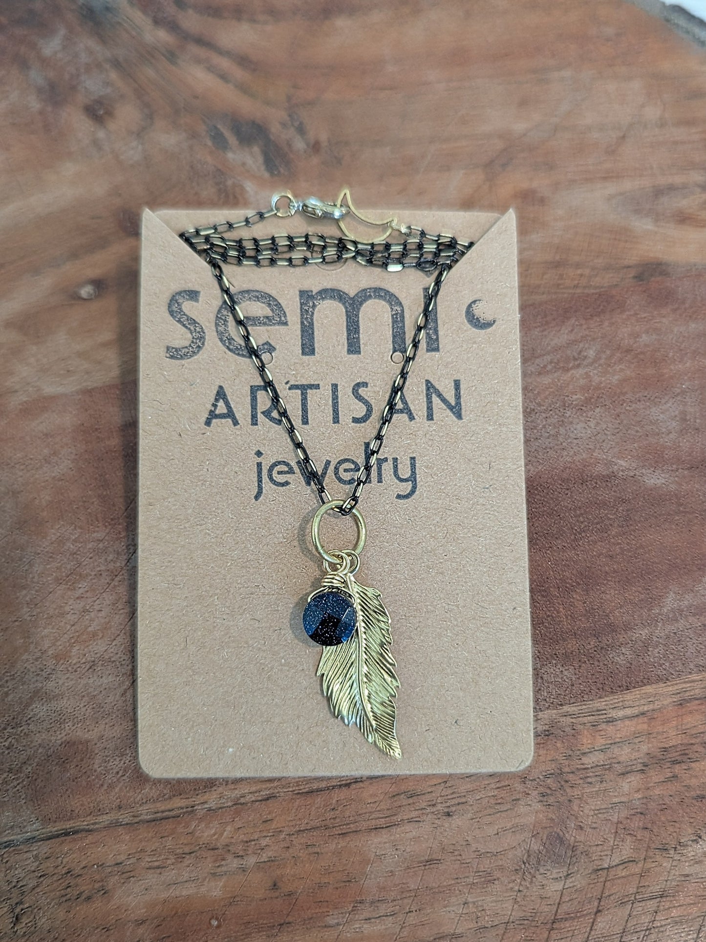 Little Piece of Heaven Feather + semi precious Stone Necklace
