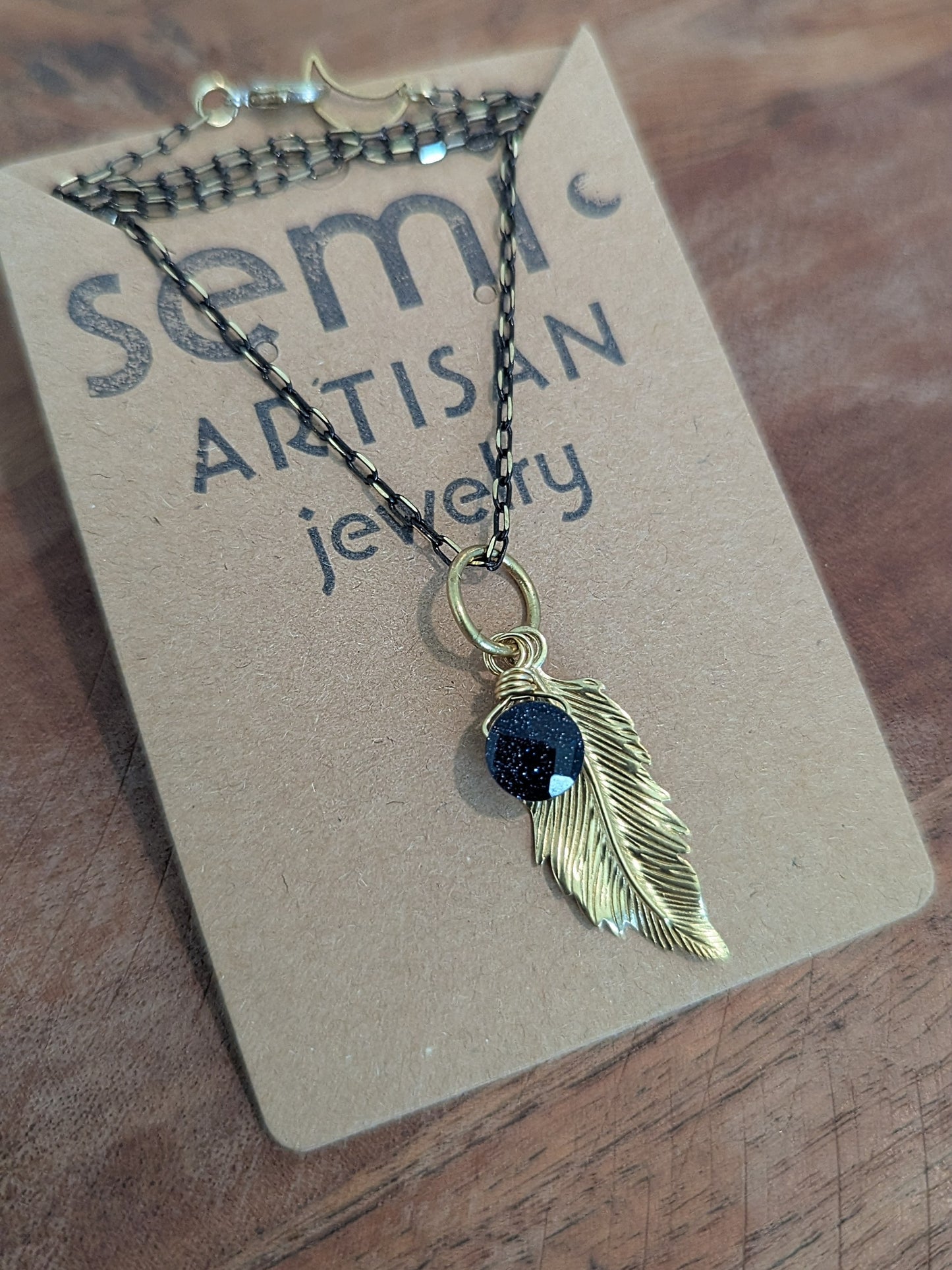 Little Piece of Heaven Feather + semi precious Stone Necklace