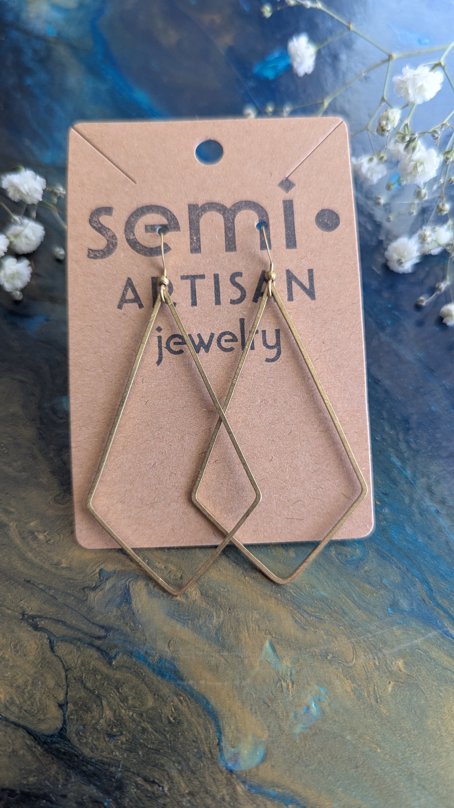 Minimalist geometric brass earrings