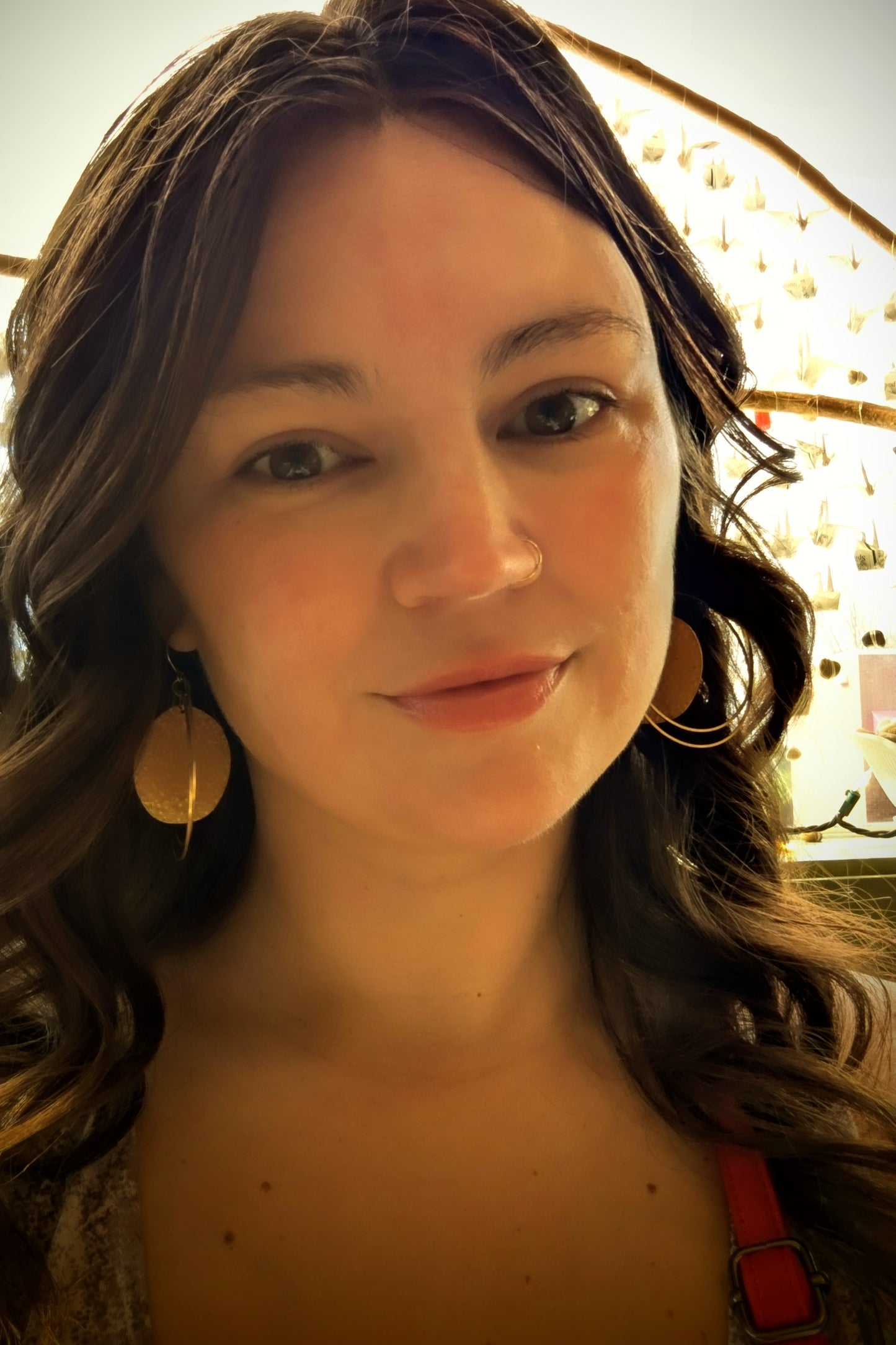 Echo Halo double ring hammered pendant earrings