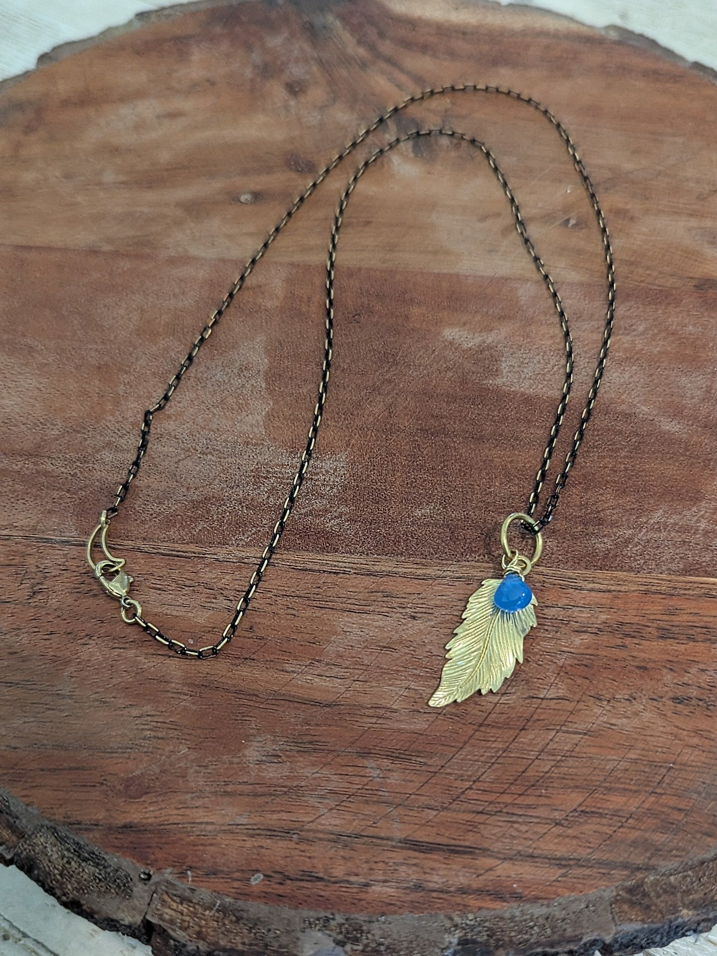 Little Piece of Heaven Feather + semi precious Stone Necklace