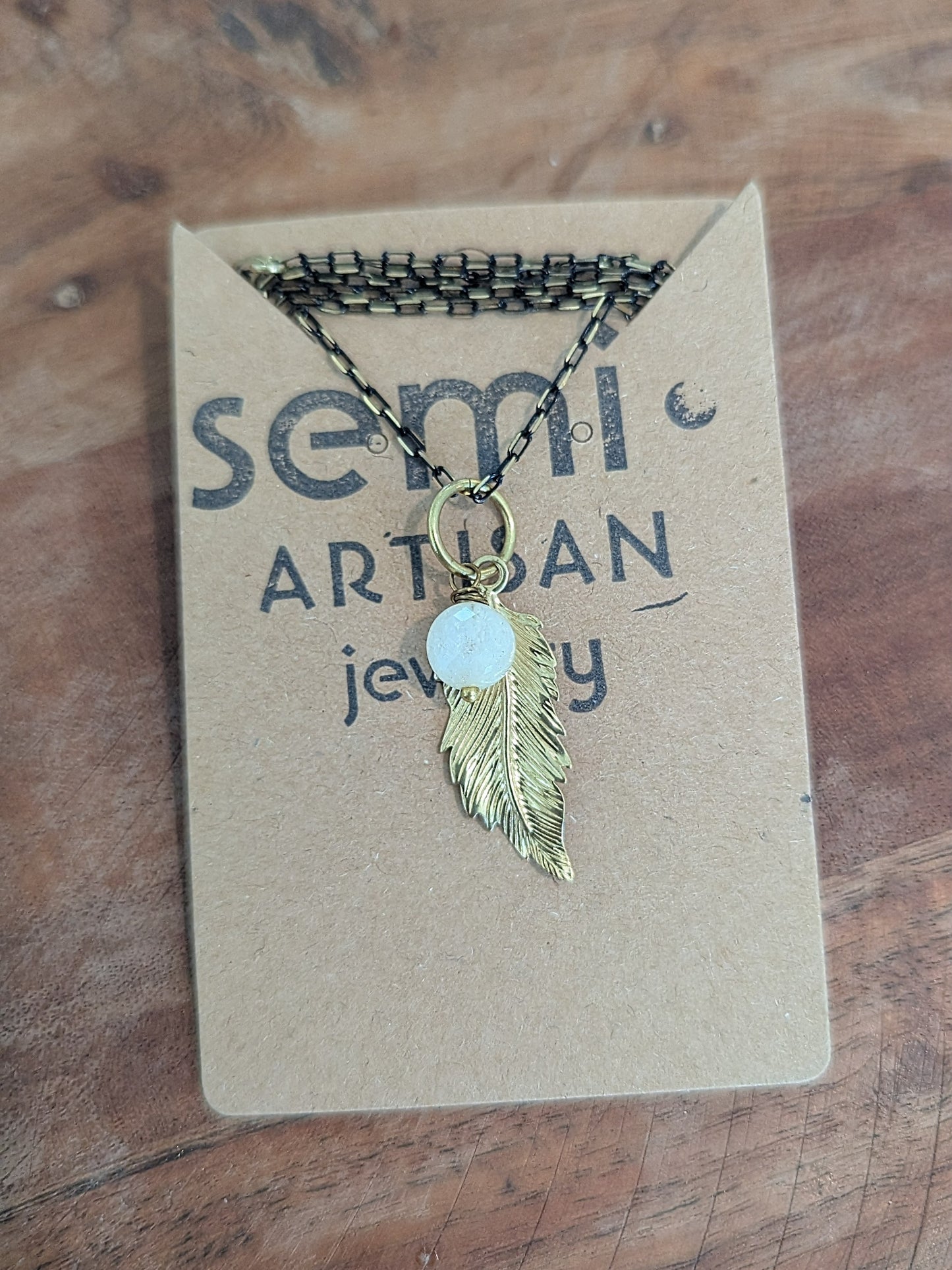 Little Piece of Heaven Feather + semi precious Stone Necklace