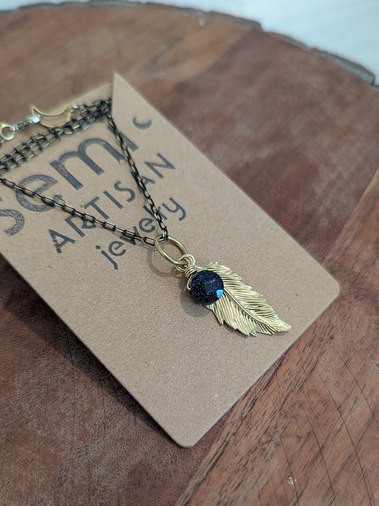 Little Piece of Heaven Feather + semi precious Stone Necklace