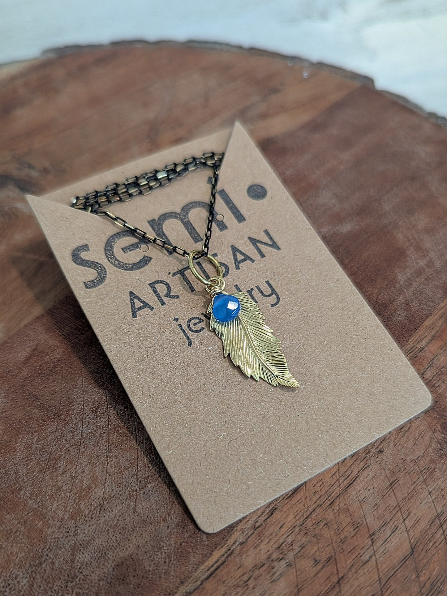Little Piece of Heaven Feather + semi precious Stone Necklace
