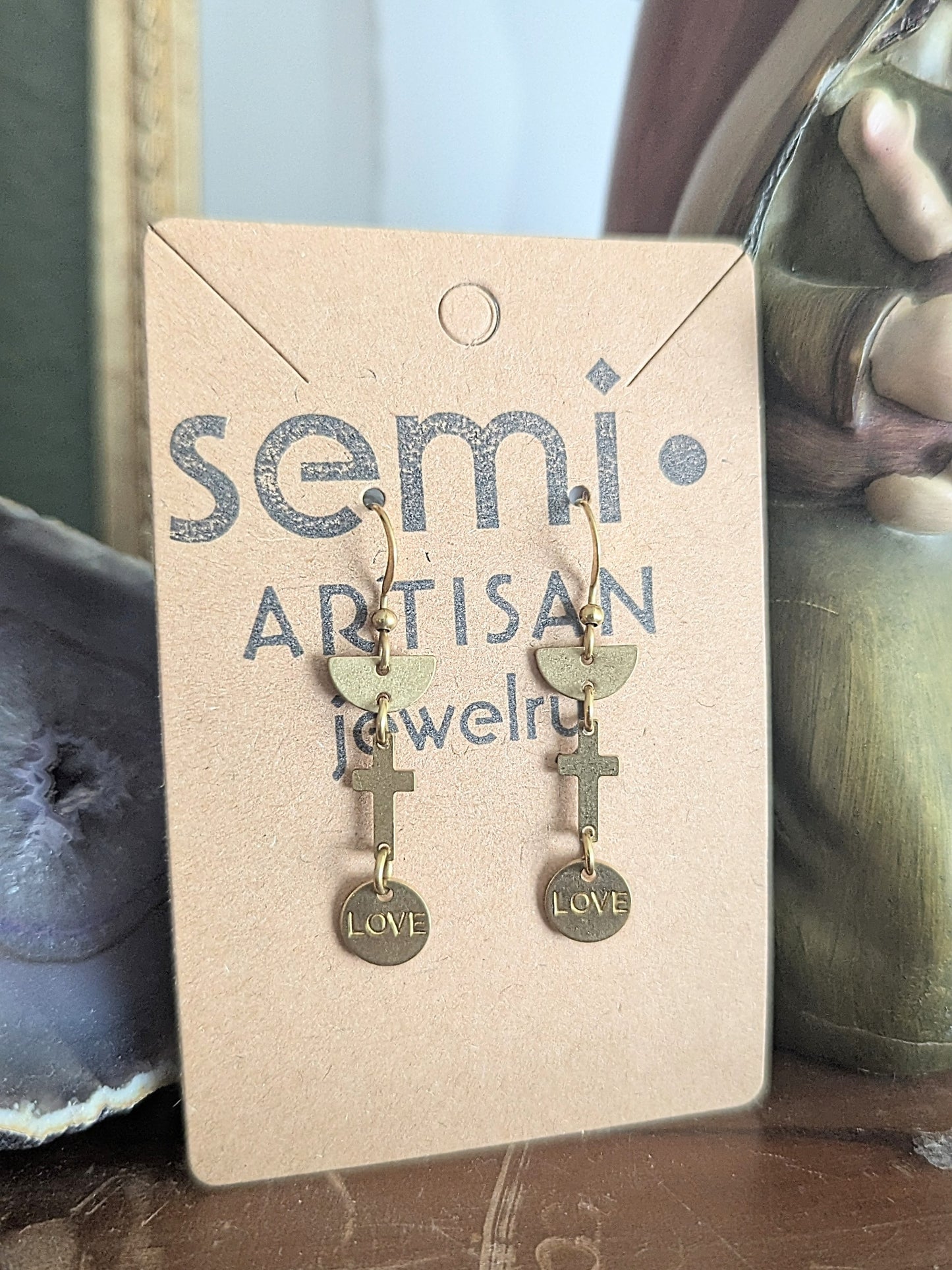 Love Wins Cross Dangle Earrings