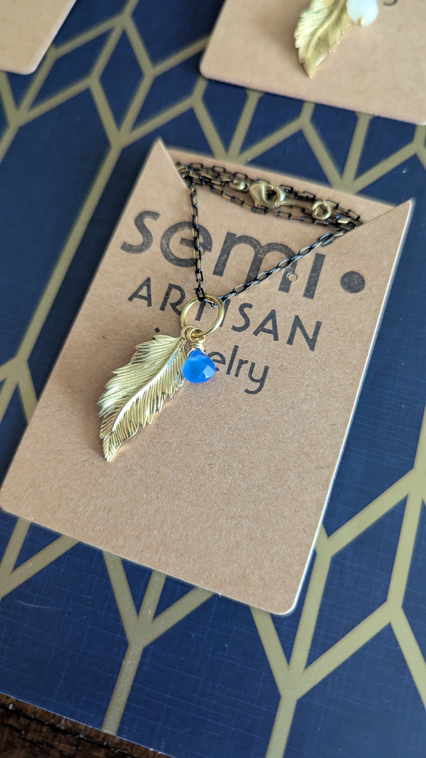 Little Piece of Heaven Feather + semi precious Stone Necklace