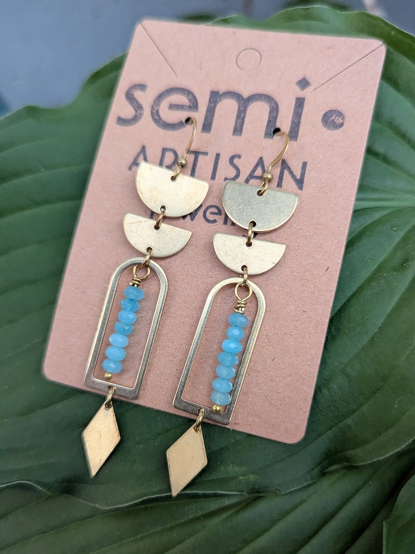 Blue Sky Jade Arch Hoops