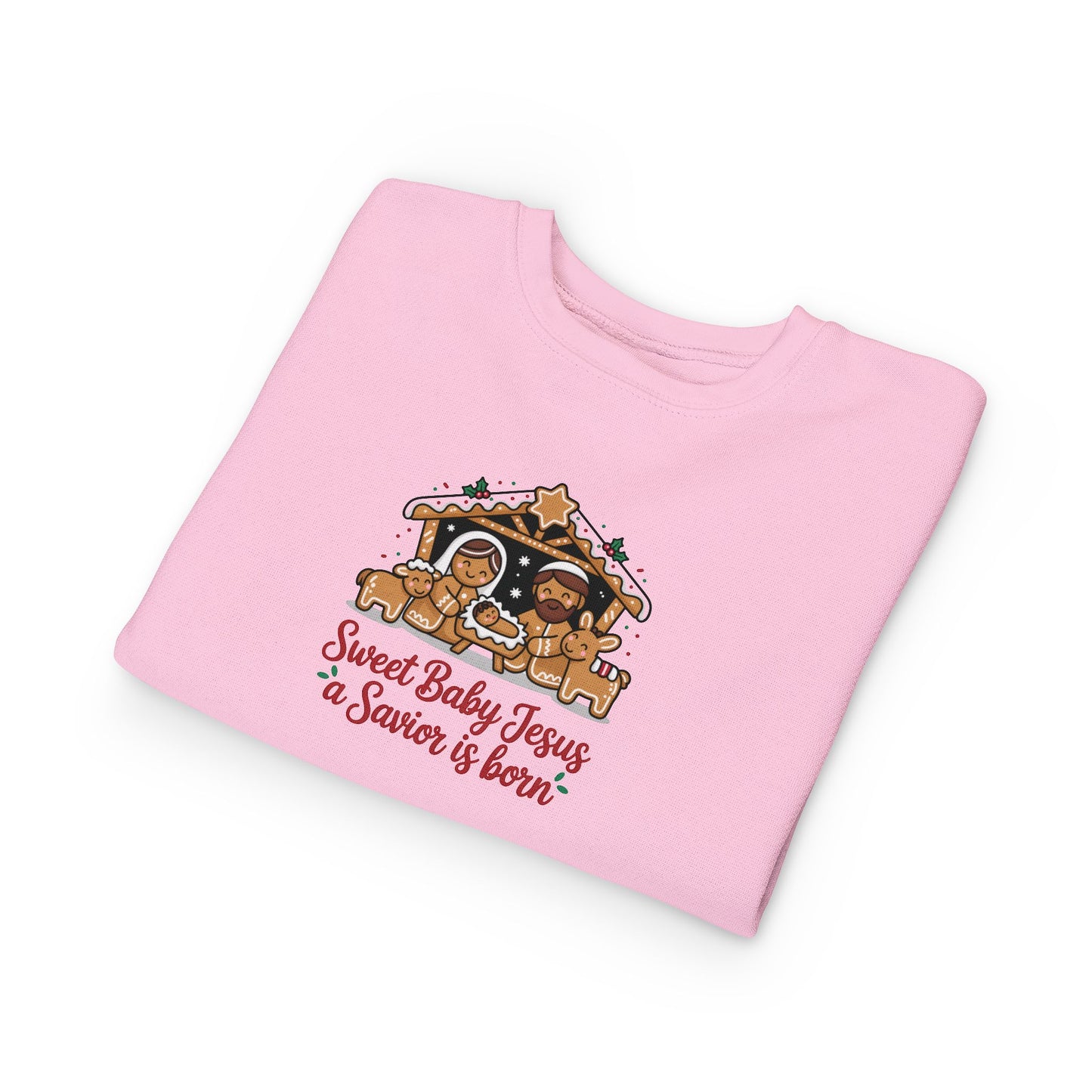 Toddler Sweatshirt - "Sweet Baby Jesus a Savior is Born" Nativity Christmas Pullover