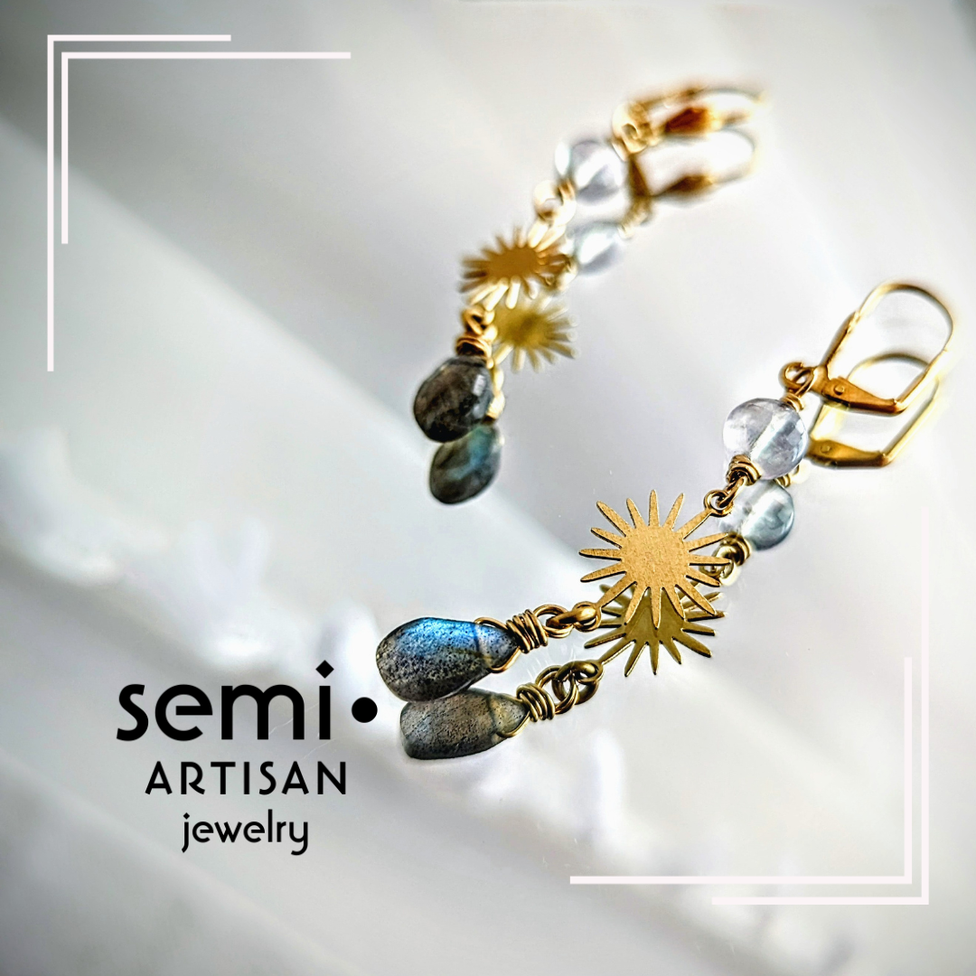 semi•ARTISAN jewelry Labradorite and Fluorite Celestial earrings