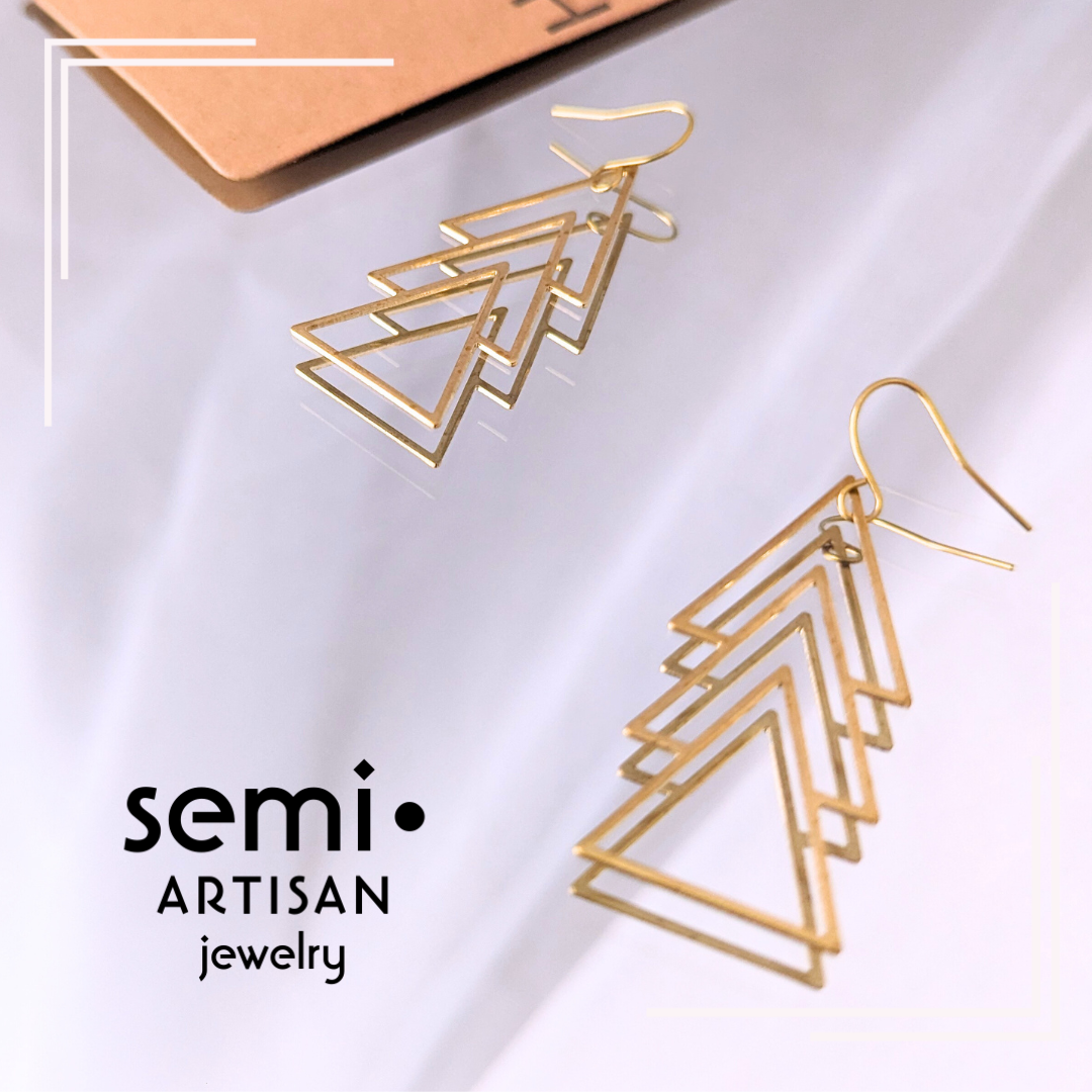 semi•ARTISAN jewelry Hathor Geometric Brass Earrings