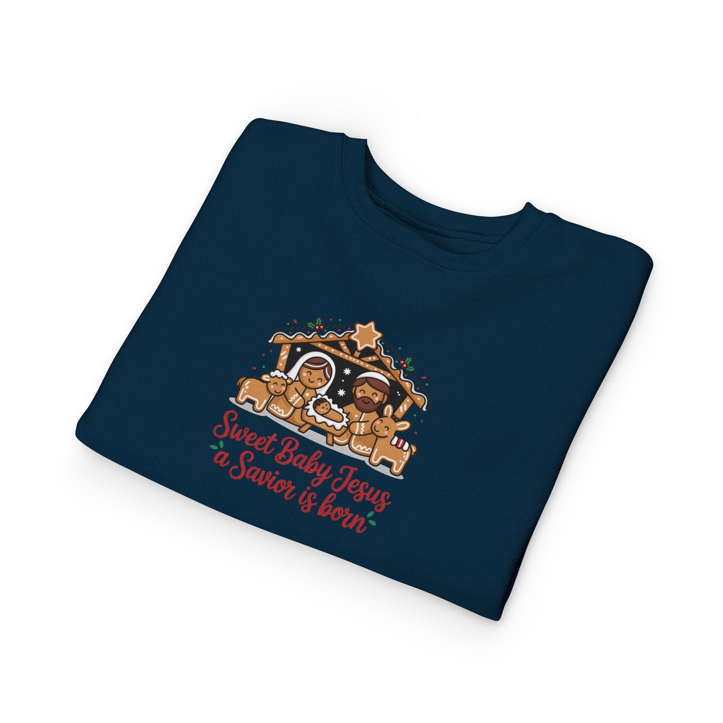 Toddler Sweatshirt - "Sweet Baby Jesus a Savior is Born" Nativity Christmas Pullover