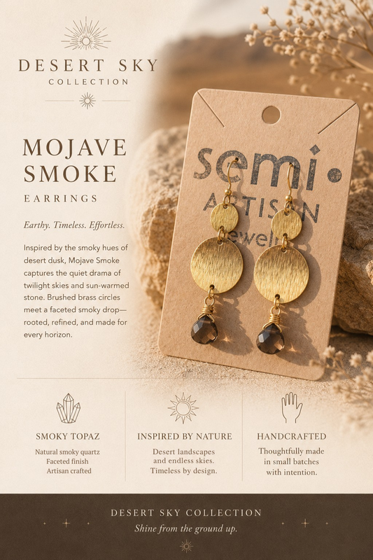 Mojave Smoke-Smoky Quartz brushed brass Earrings