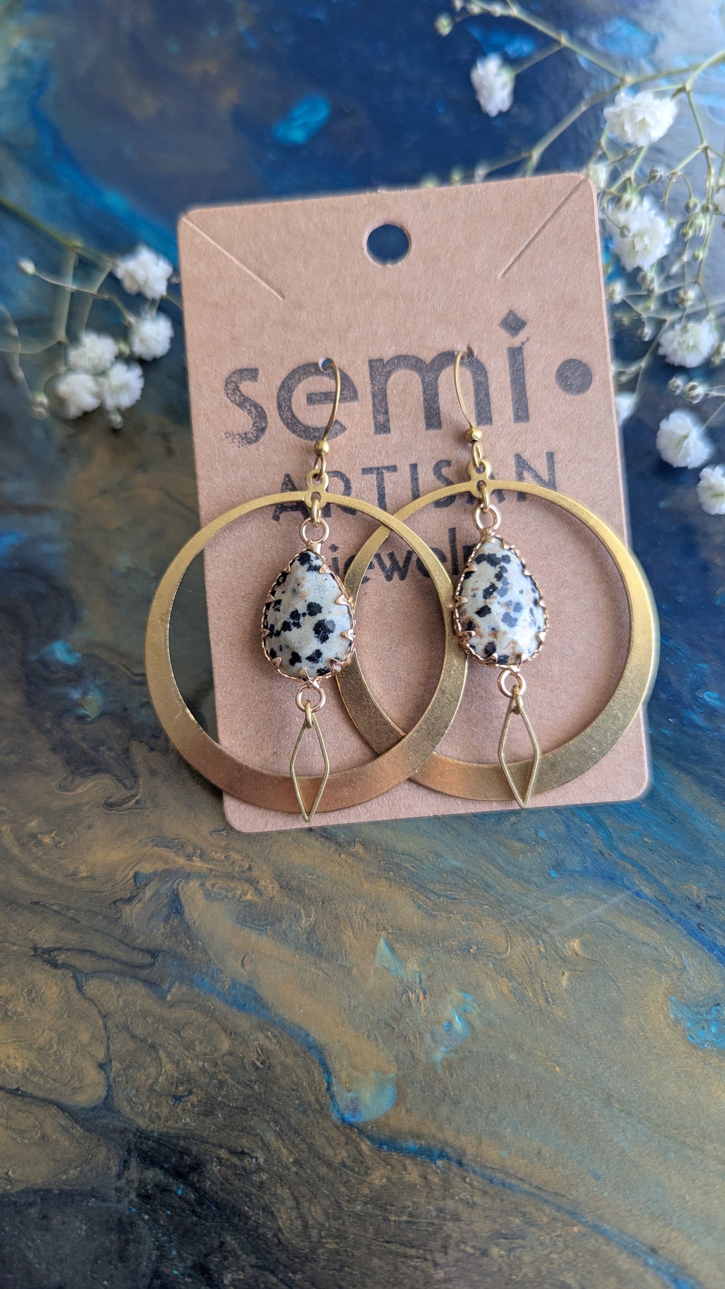 Dalmation Jasper Hoop Earrings