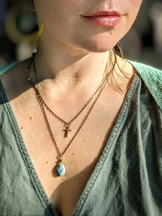 Simple Faith Dainty Brass cross necklace