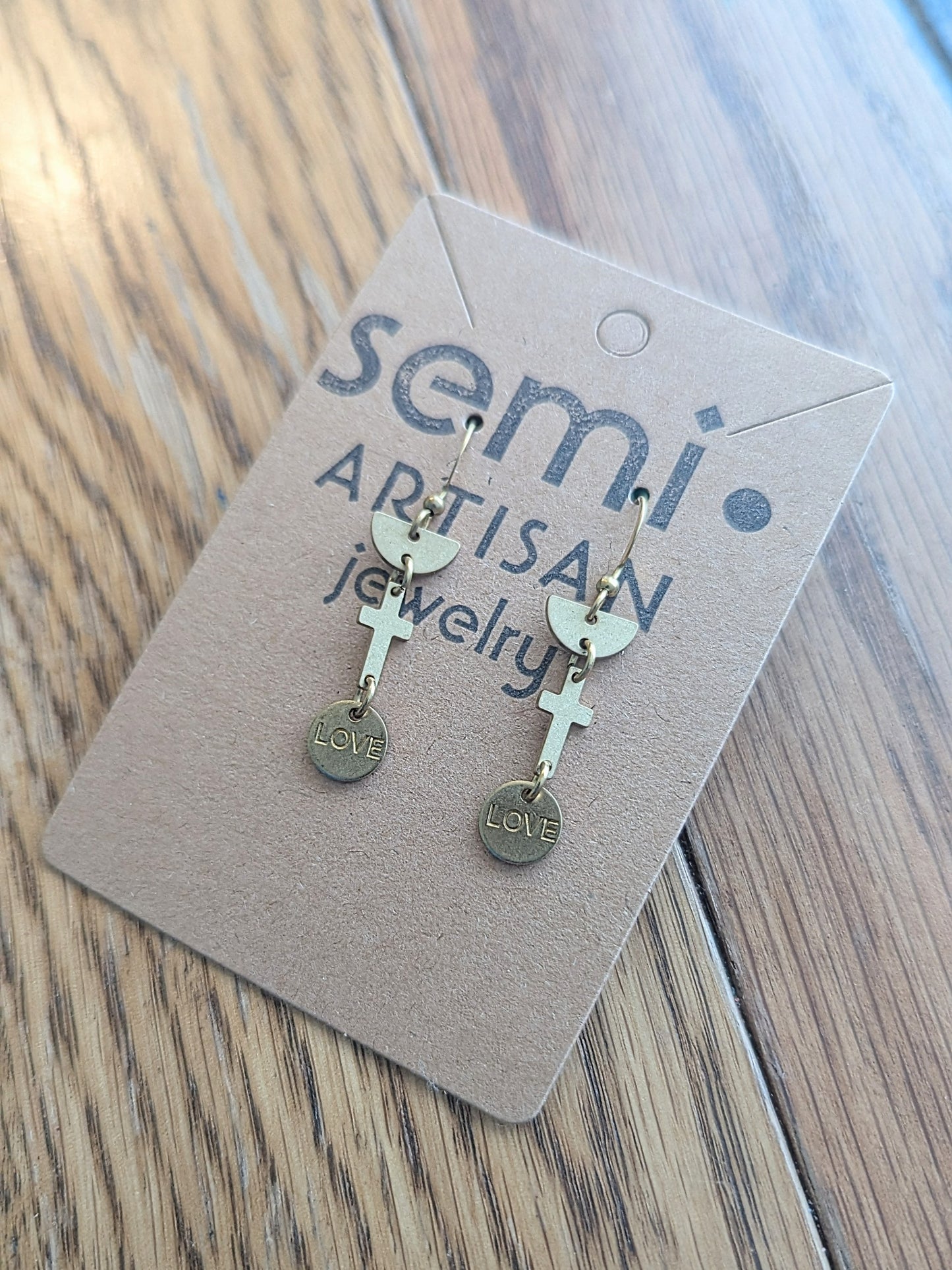 Love Wins Cross Dangle Earrings