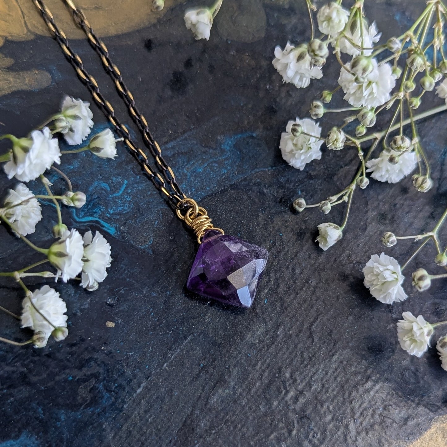 Faceted Amethyst necklace 18"
