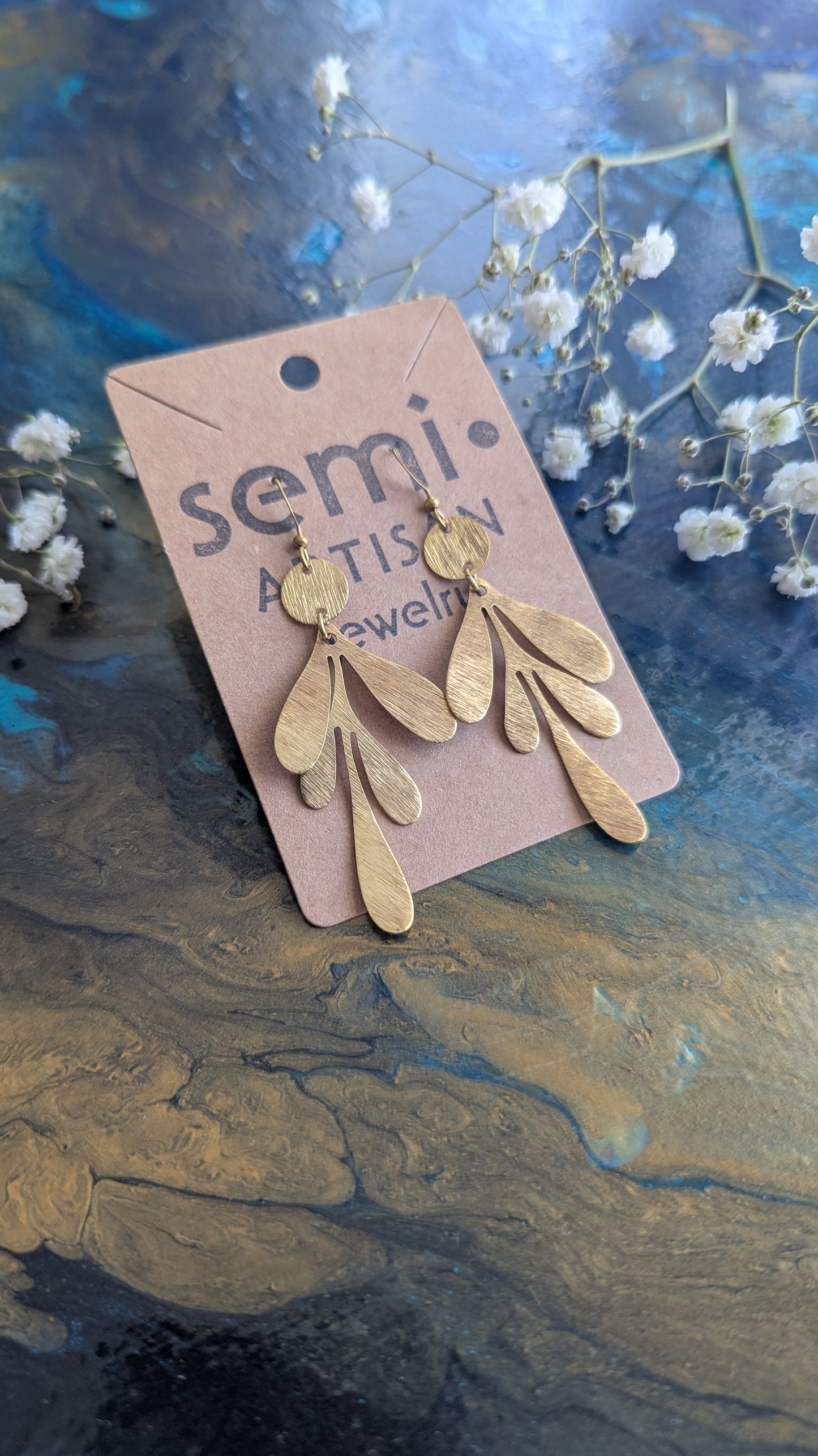 Botanical Brass Statement Earrings
