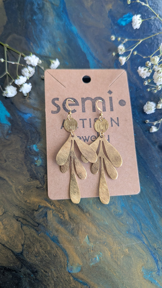Botanical Brass Statement Earrings