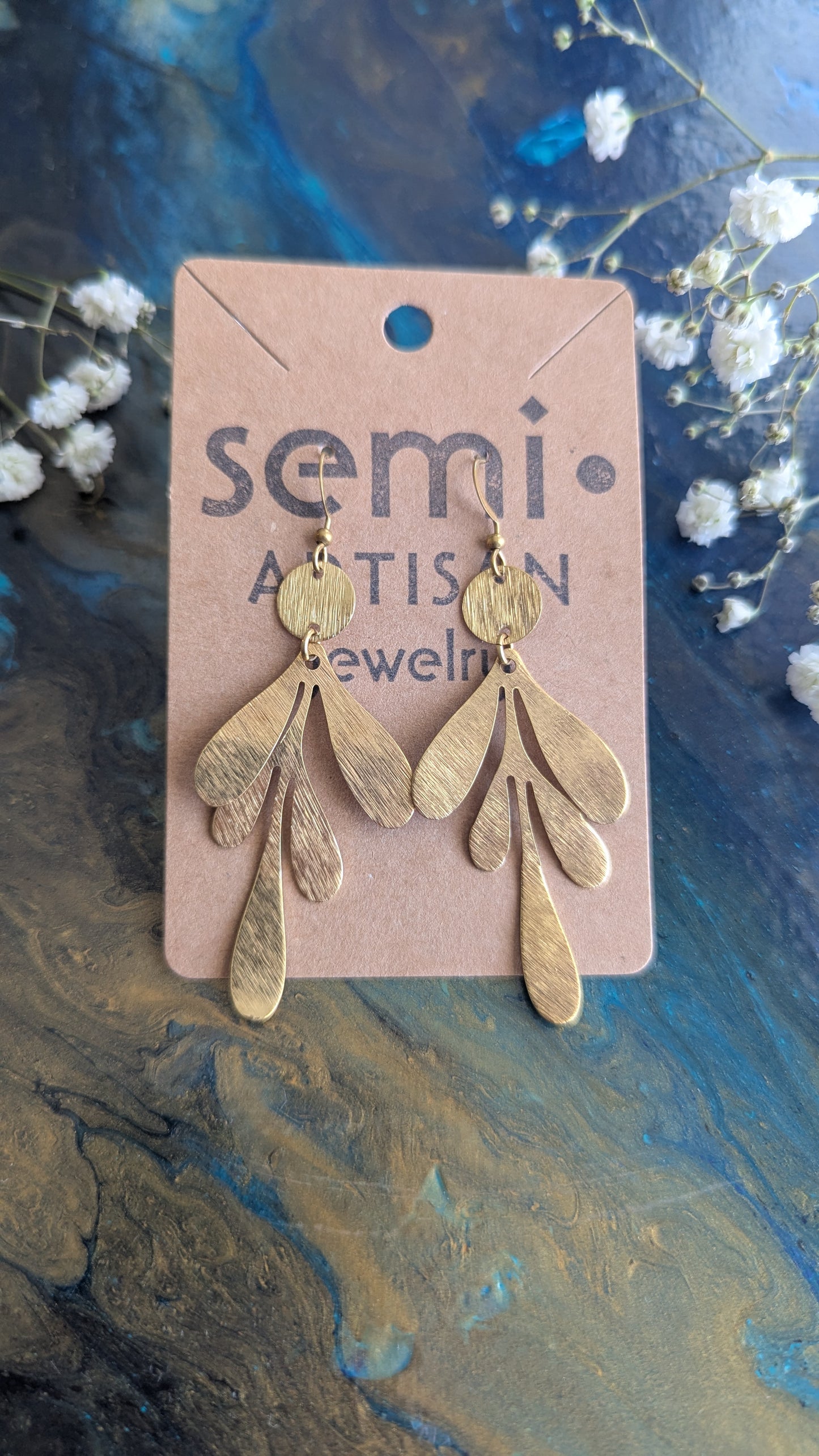 Botanical Brass Statement Earrings