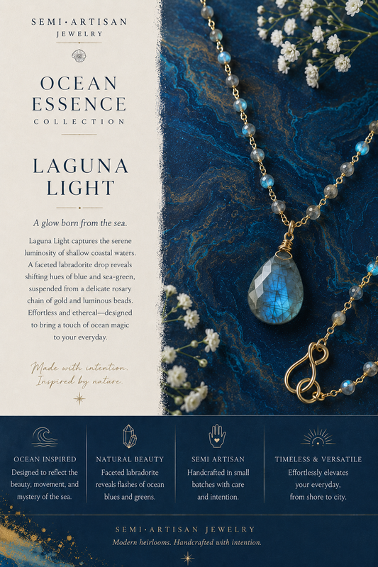 Handcrafted Labradorite Rosary Chain Necklace with Faceted Pendant