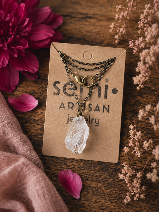 Summit Rose Raw Quartz Necklace