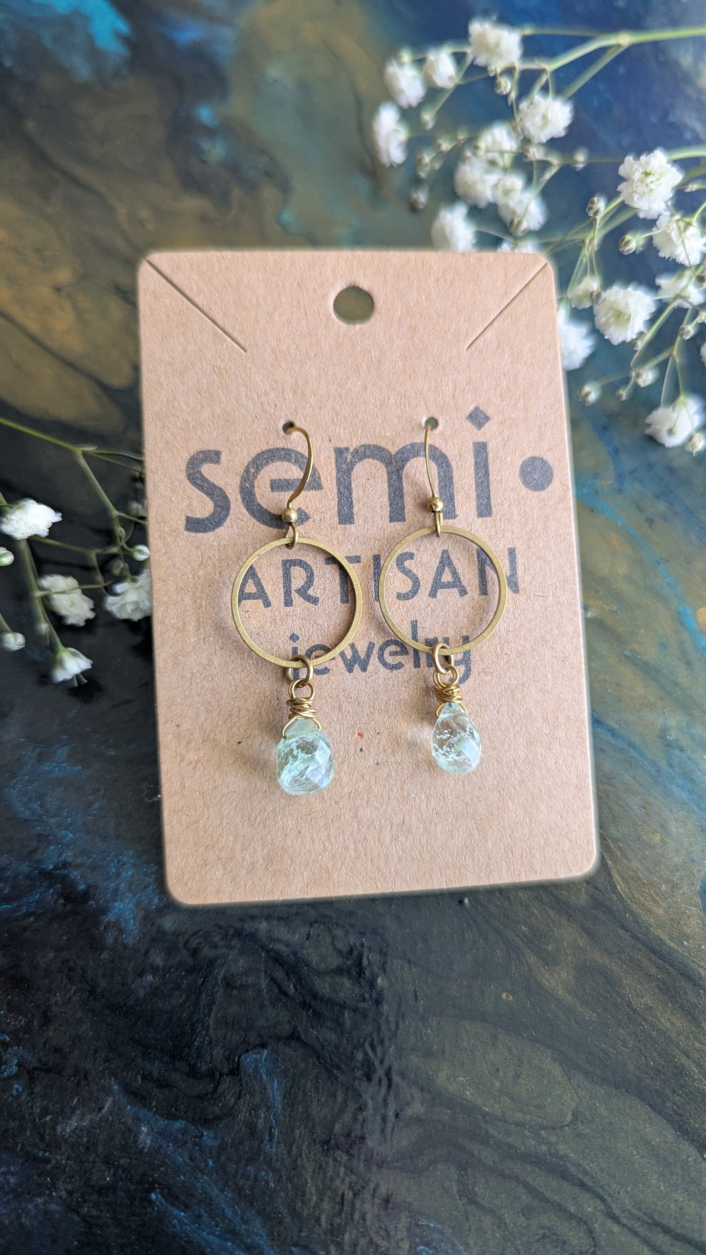 Salt Water Crush-Moss Agate Hoops
