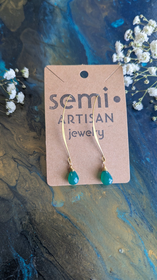 Green Onyx Threader Earrings