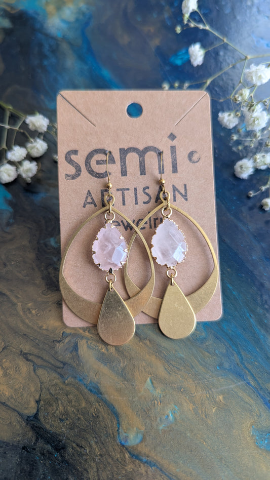 Rose Quartz Statement Earrings