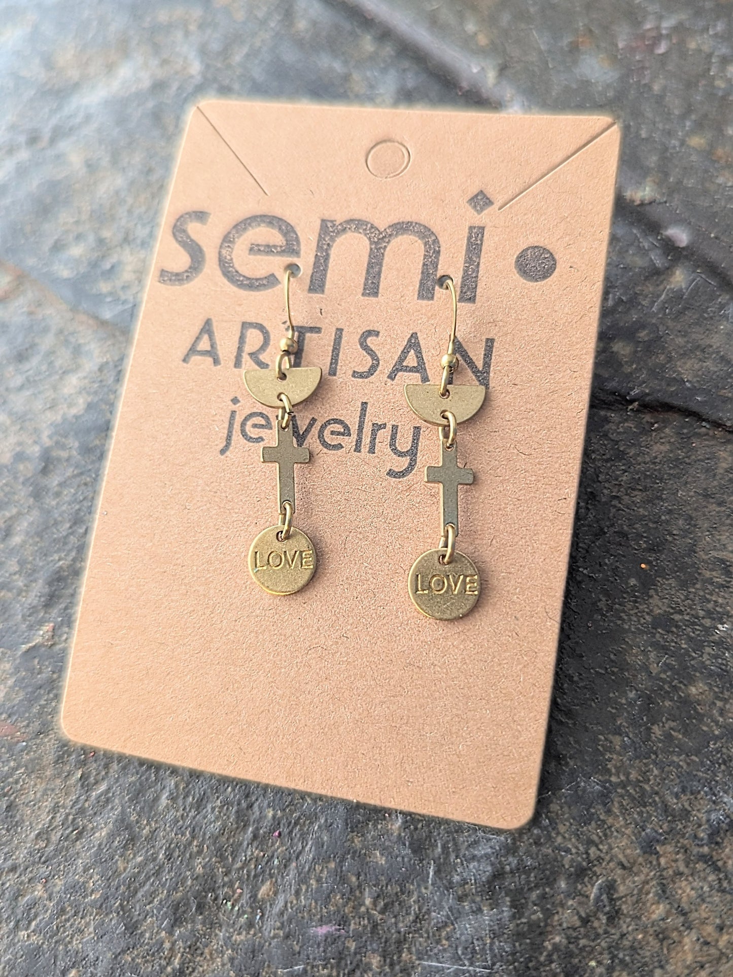 Love Wins Cross Dangle Earrings